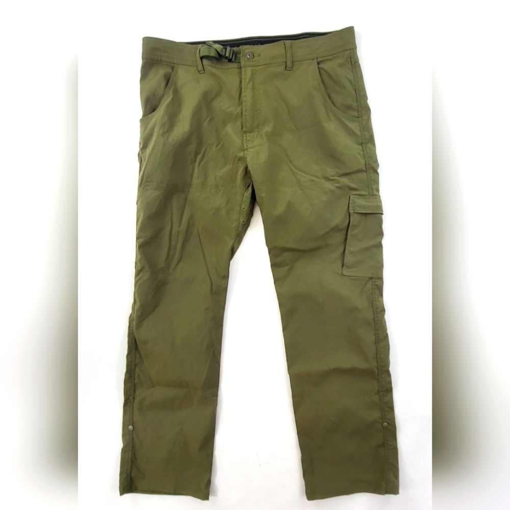 Prana Mens Cargo Breathe Hiking Pants Outdoor Belted Sz L  38 in W 32 in inseam